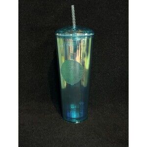 Starbucks Kaleidoscope Top Cold Cup Turquoise Teal Blue Iridescent  24oz